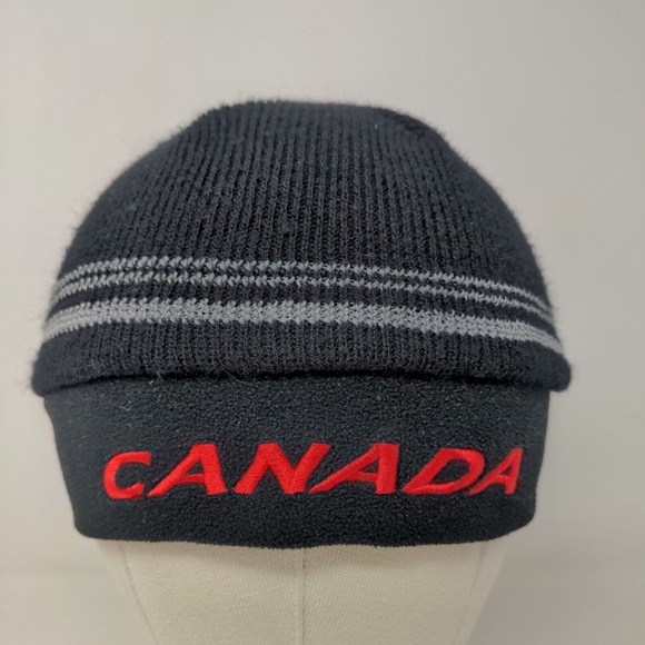 Running Room Men's Knit Beanie Hat Black Size OS 100% Acrylic Embroidered Canada - Picture 3 of 11